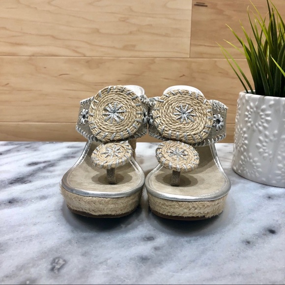 Jack Rogers Mallorca Espadrille Wedge in Silver 6M - Picture 2 of 7